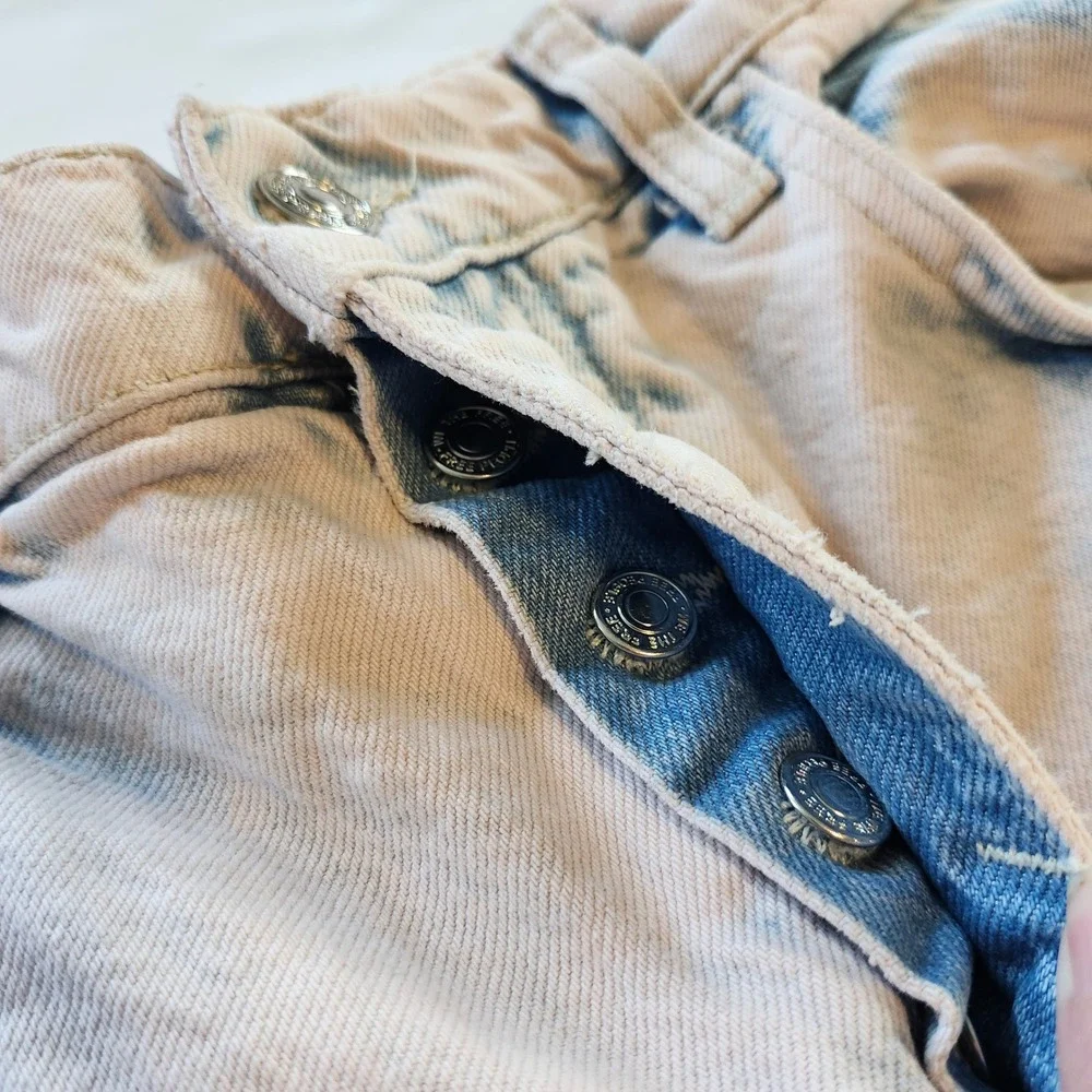 We The Free Lucky You Mid Rise Barrel Jeans Pink Blue Acid Wash Women's 29 Short - Picture 8 of 11